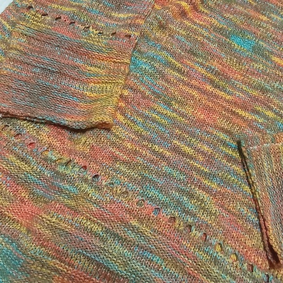 Easel los angeles Rainbow Multicolor Knit Sweater V Neck Boxy Oversized Medium - Picture 2 of 7